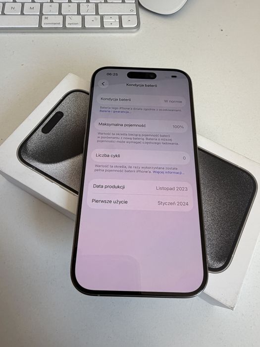 Bateria 100% iPhone 15 Pro 512gb Natural Titanium Stan Idealny