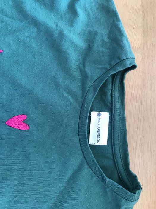 Camisola Longsleeve verde e rosa (com relevo) Tam. 5-6 anos