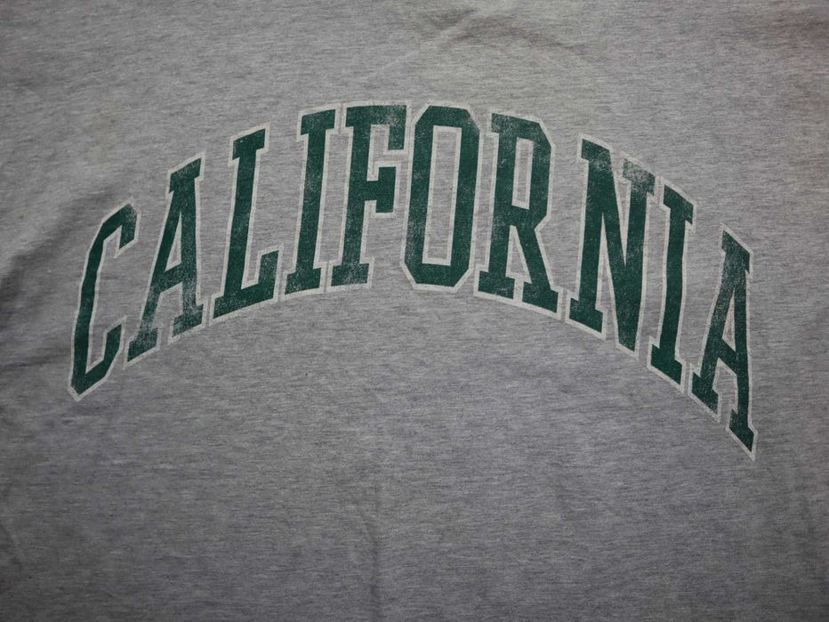California USA green logo szara koszulka oversize z krótkim rękawem