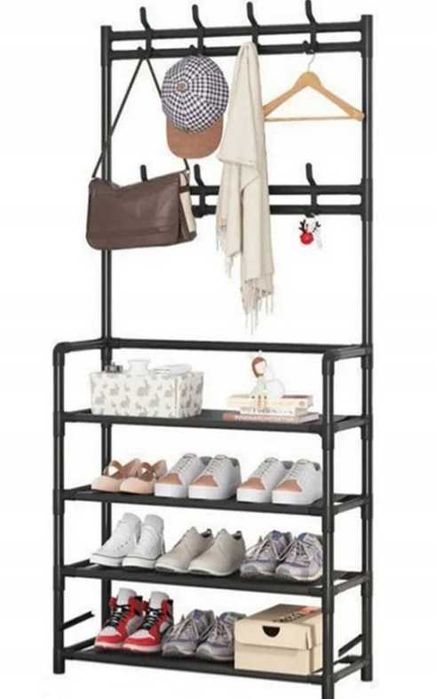 Nowy WIESZAK Ubrania Stojak Podłogowy Garderoba Buty Schowek (GRATIS)