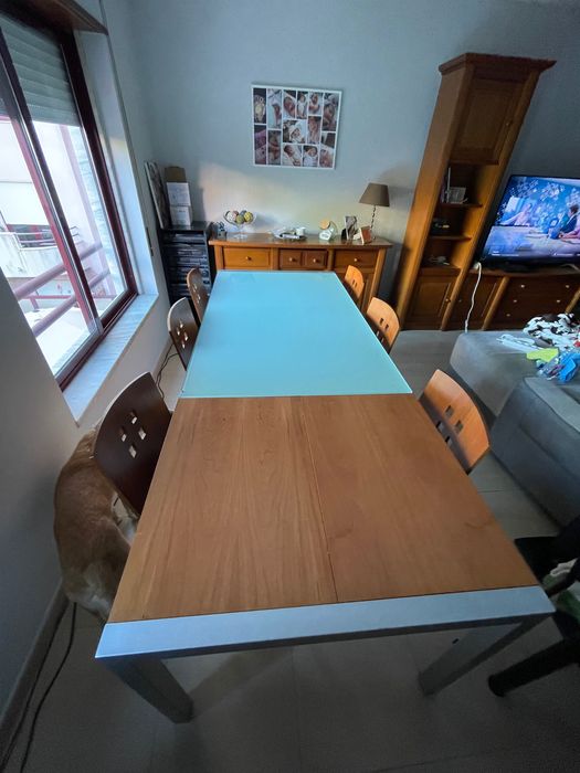 Extendable Dining Table for 6 Places, Extends to 8 Places with 6 Chairs64553306021761121