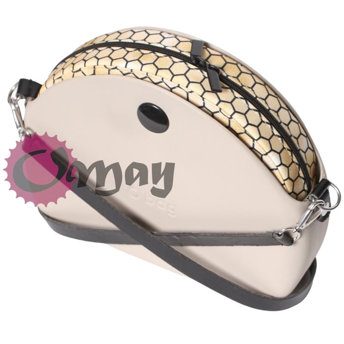 BEŻOWY organizer OBAG MOON LIGHT czarne plastry miodu 2 kieszenie OMAY
