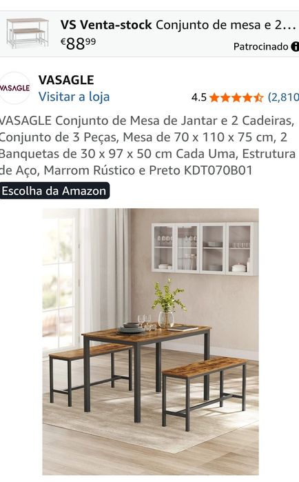 Mesa e bancos de refeição
