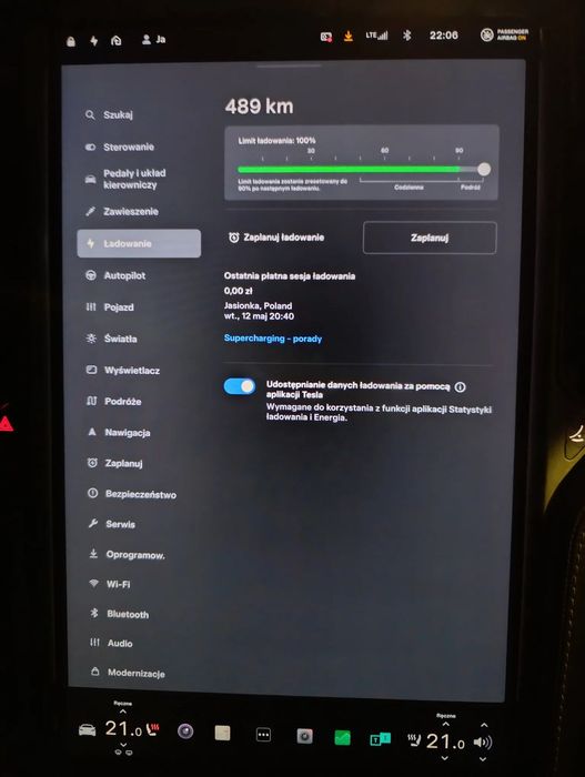 Tesla Model S P100D Darmowe Ładowanie FREE SUPER CHARGER