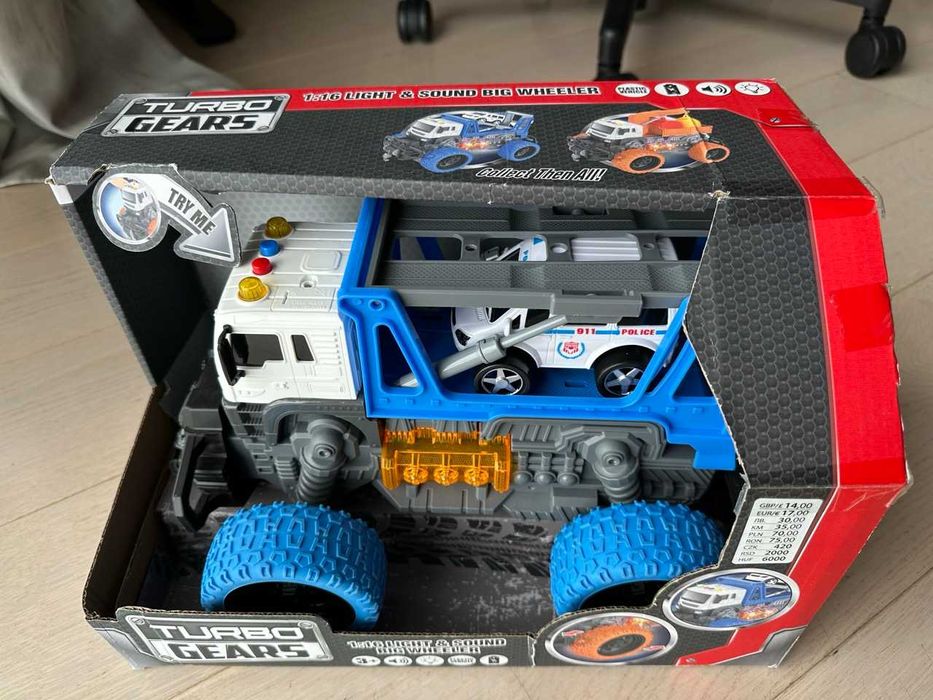 Большой монстр трак автовоз с лебедкой 1:16 Turbo Gears (звук, свет)