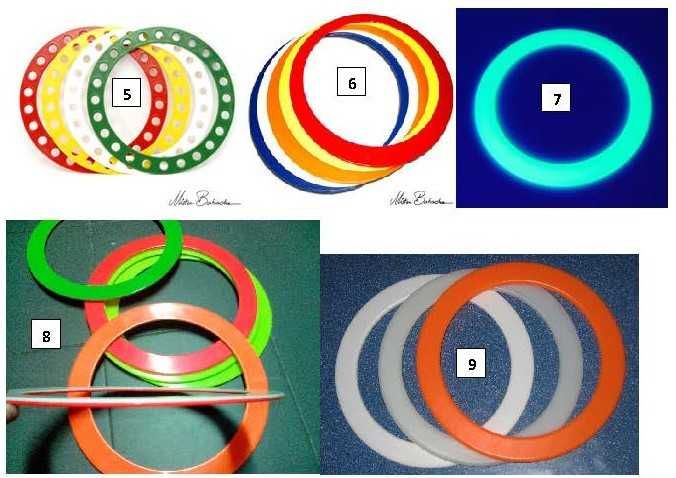 Material Circense: Andas; Bolas equil; Aros; Devil Stick; Bolas malab.
