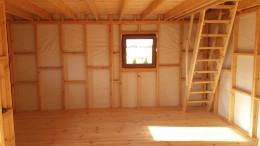 domek drewniany, letniskowy,z antresolą, 4mx5m,