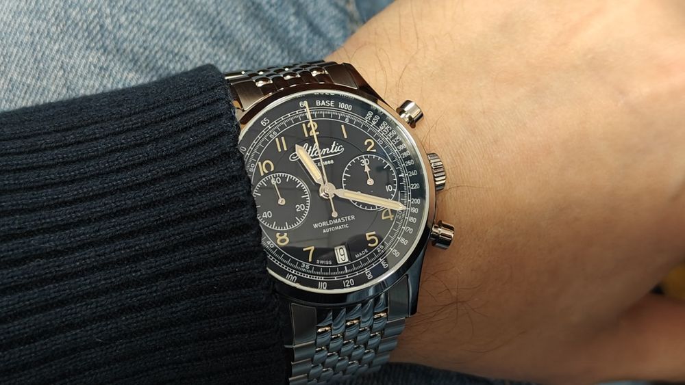 Chronograf automat Atlantic Worldmaster Bicompax na gwarancji