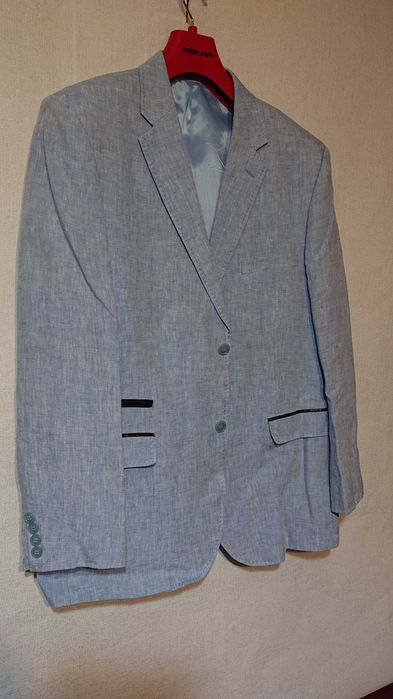 Мужской летний костюм пиджак 2XL 3XL 56 58 большой размер лён