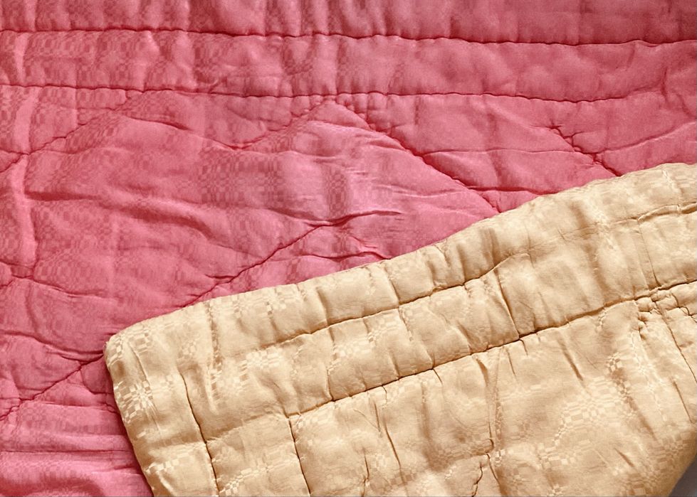 Kołdra z czasów PRL 180x140 żółty różowy