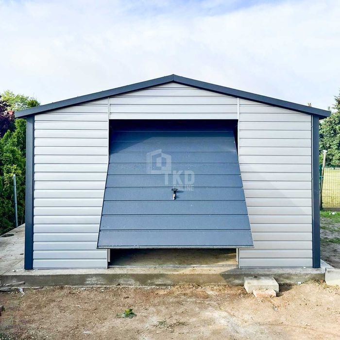 Garaż Blaszany Schowek 4,5X5M Brama Uchylna Rynny Blachodach Tkd264