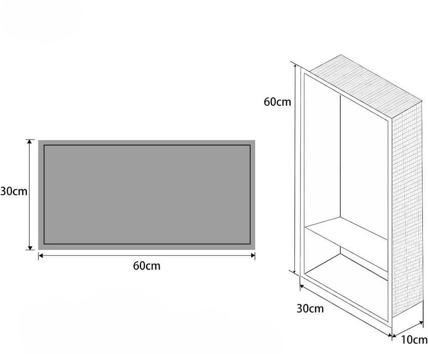 Sunrik dwuwarstwowa nisza prysznicowa 60x30x10 cm biała