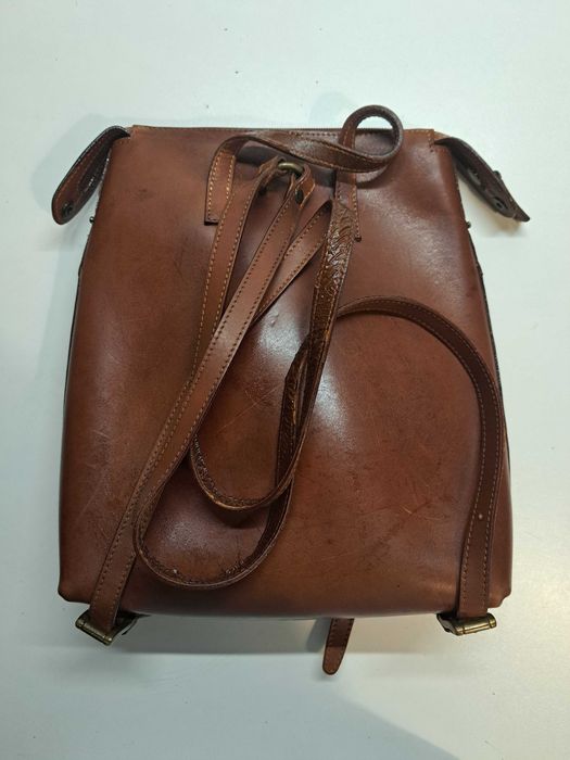 Mala-mochila Ted Benson em pele castanha