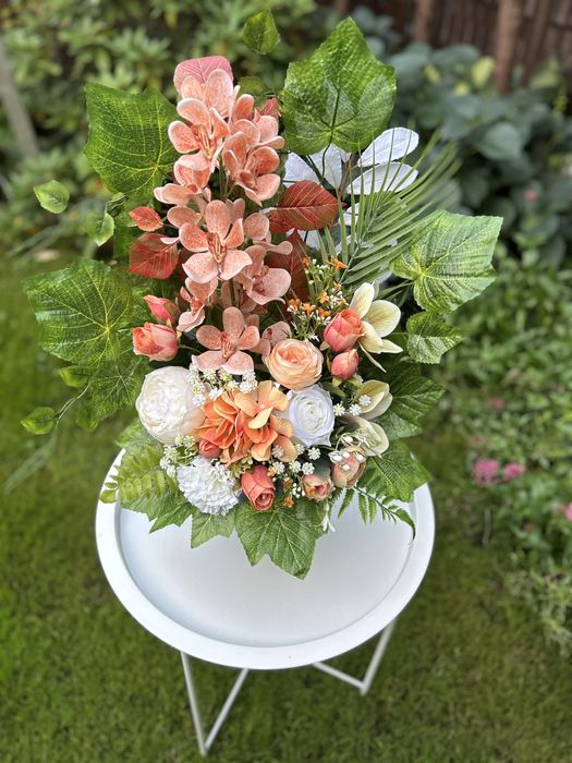 Bukiet Premium sztuczne kwiaty na grób cmentarz jesień