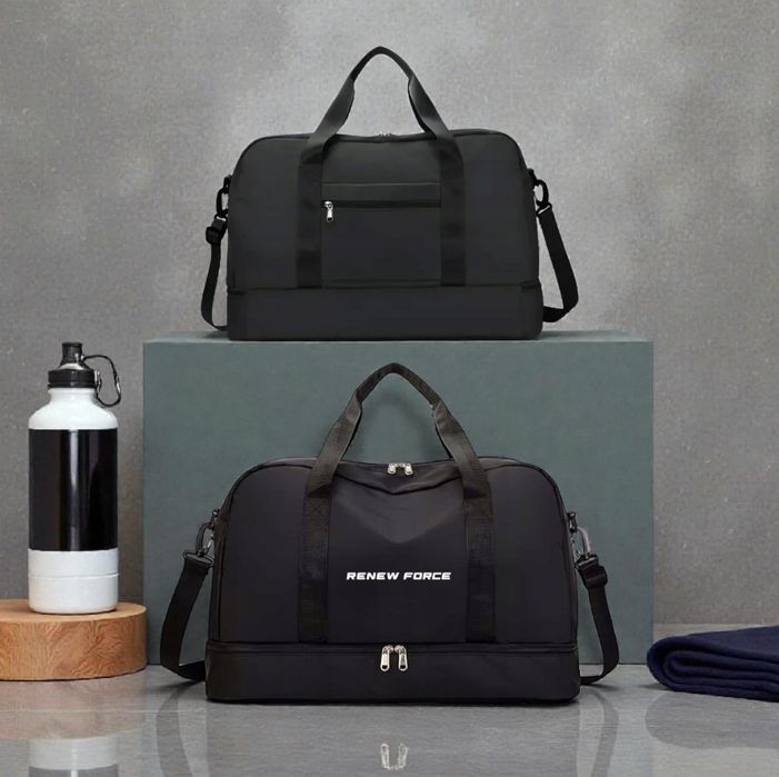 Czarna Torba Sportowa / Podróżna 50x31x24 – Wodoodporna, Na Siłownię