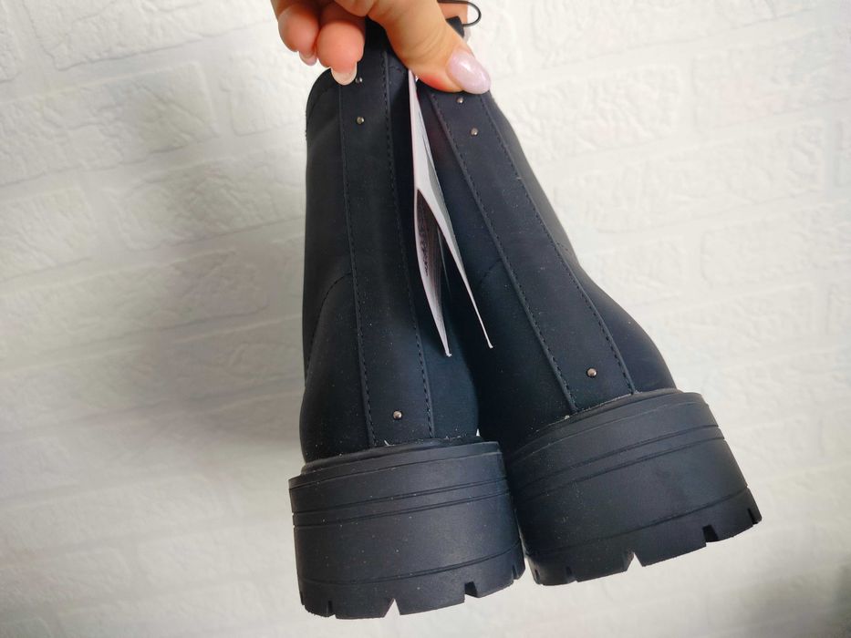 Buty sztyblety botki damskie Cleve 40 27,00cm czarne nubuk