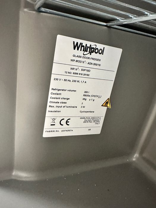 Lodówka / witryna chłodnicza WHIRLPOOL