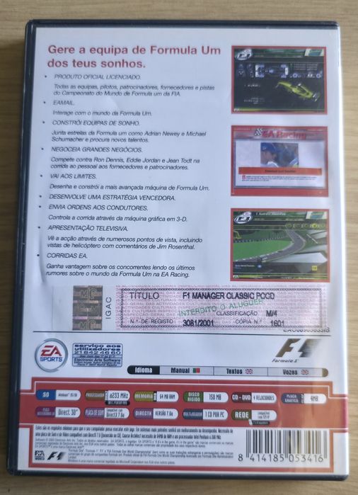 Jogo F1 Manager PC Relíquia