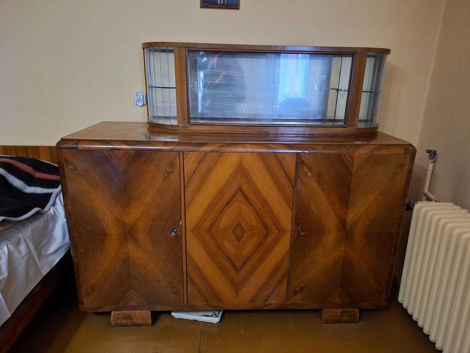 Kredens z pomocnikiem art deko oryginalny, antyk, stary kredens,drewno