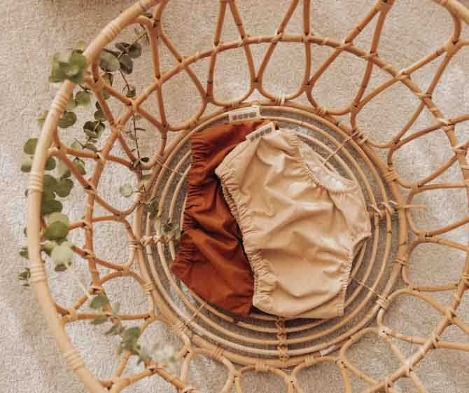 Conjunto de camisola e calções em Algodão Orgânico – tijolo