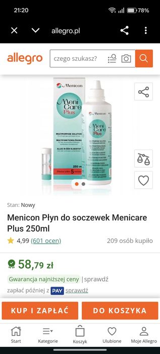 Menicon Płyn do soczewek Menicare Plus 250ml