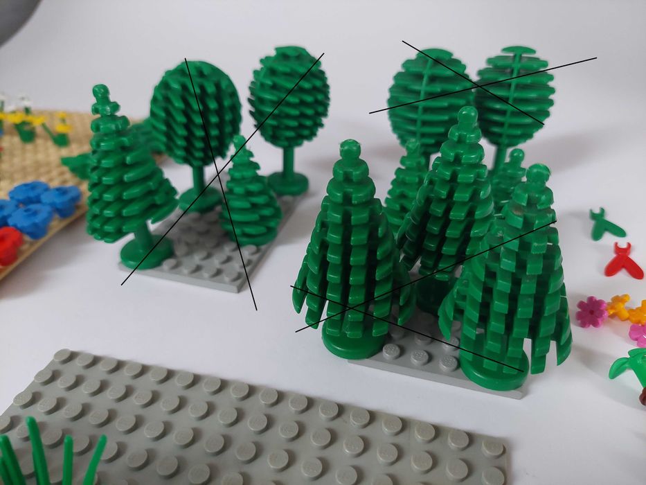 Lego drzewka rośliny choinki krzewy kwiaty - duży zestaw