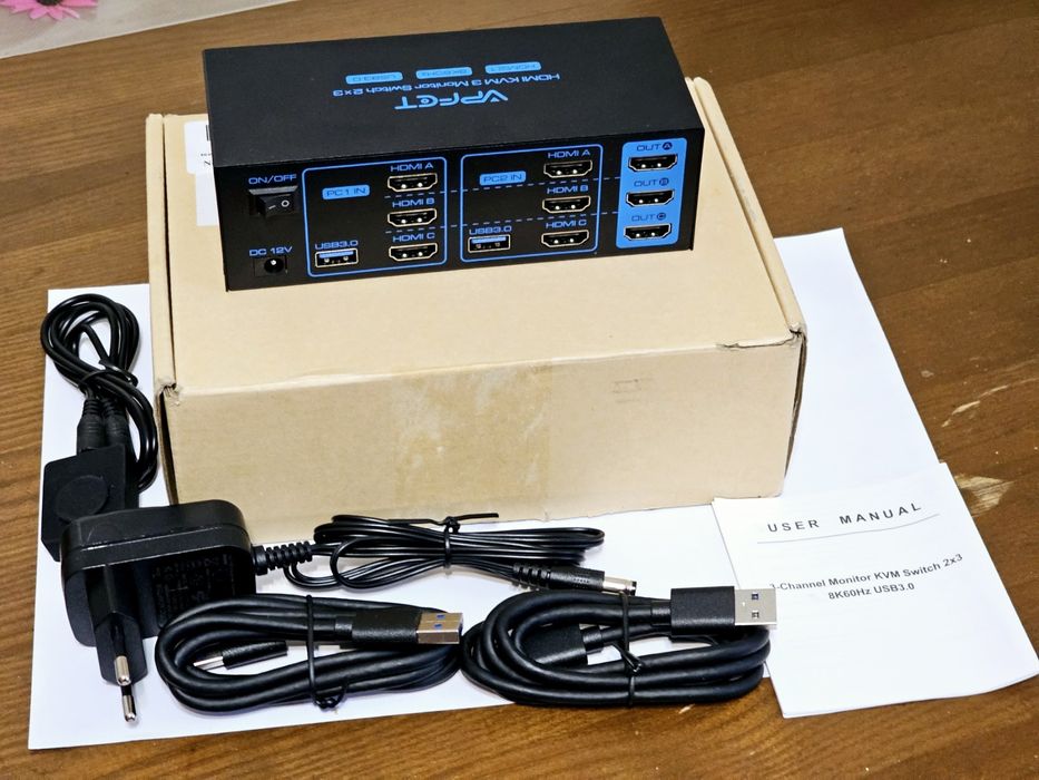 Свіч HDMI KVM 3 Monitor 2x3 VPFET VP-SW231