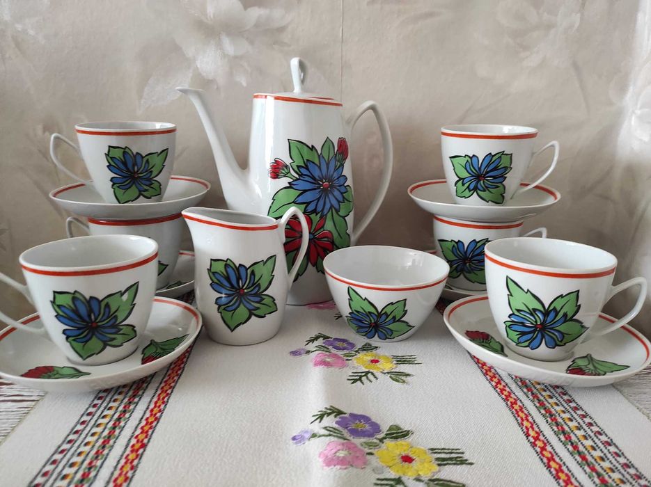 Serwis do kawy, porcelana Chodzież, filiżanki 220ml