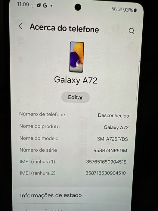 Samsung A72 5G cor preta