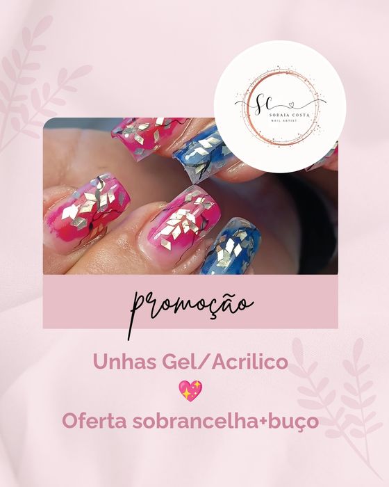 Unhas acrílico/gel,gelinho,pedicure, sobrancelhas c/linha