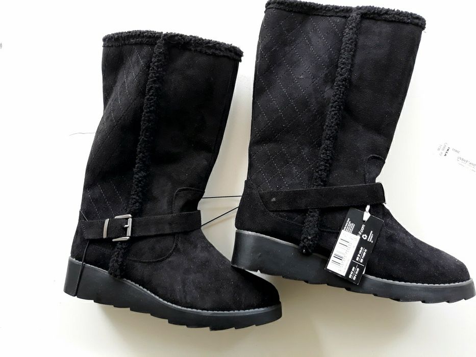 Kozaki damskie zamszowe, ocieplone