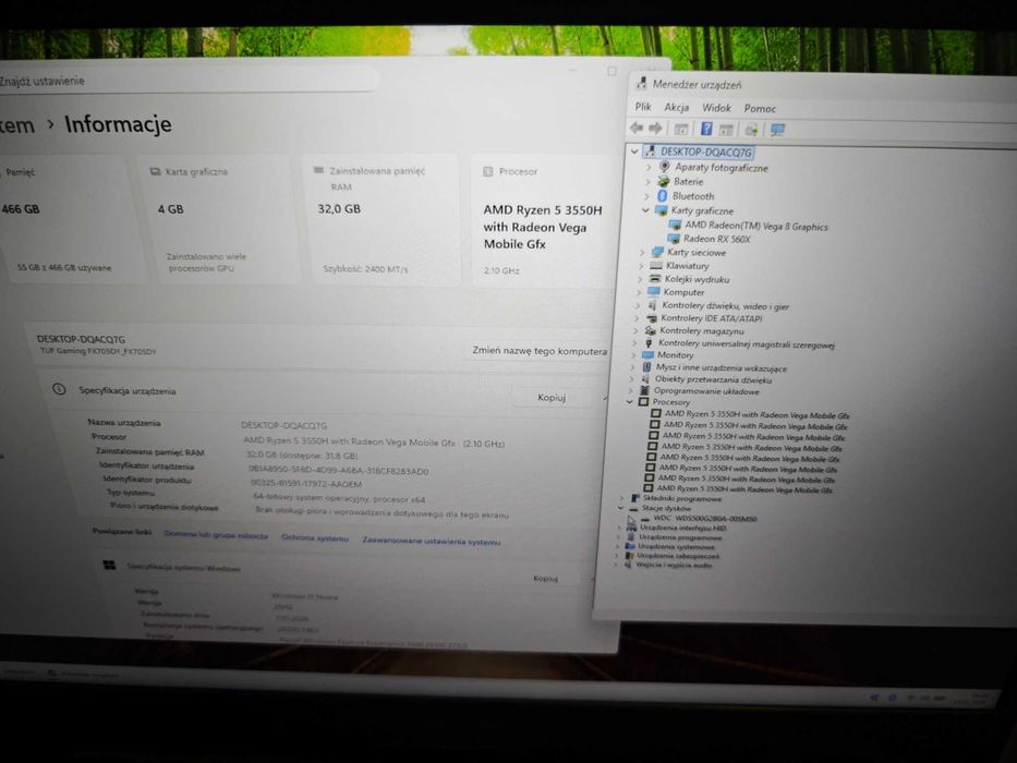 Asus Tuf Gaming  Ryzen 5 32Gb ram 512GB SSD  Radeon RX 560X 17,3"