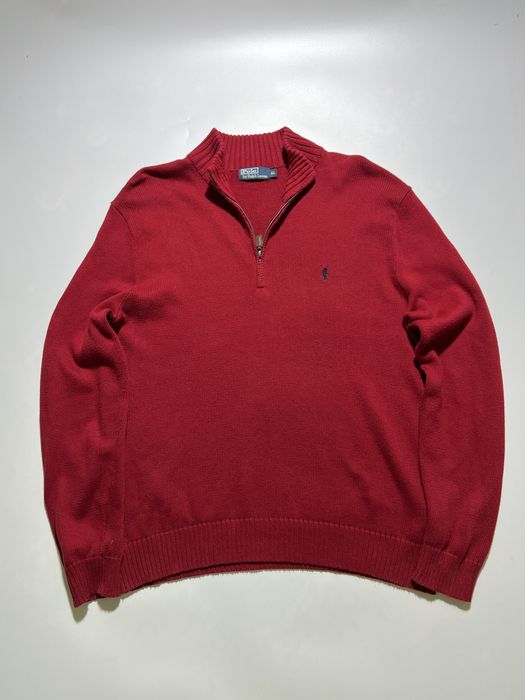 Polo Ralph Lauren  1/4 вʼязаний чоловічий светр кофта червогоного кольору ХЛ розмір