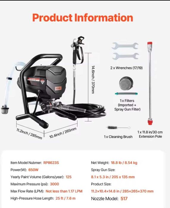 Máquina de pintura airless 750W 1.2L/min.