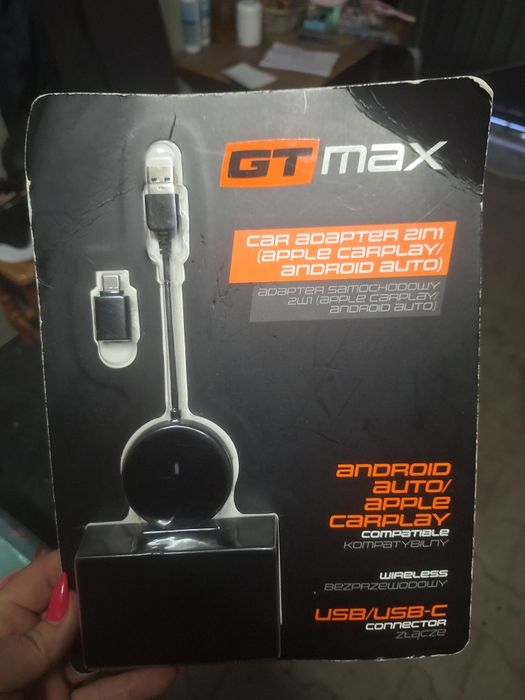 Bezprzewodowy adapter CarPlay Android Auto samochodowy GT Max 2w1
