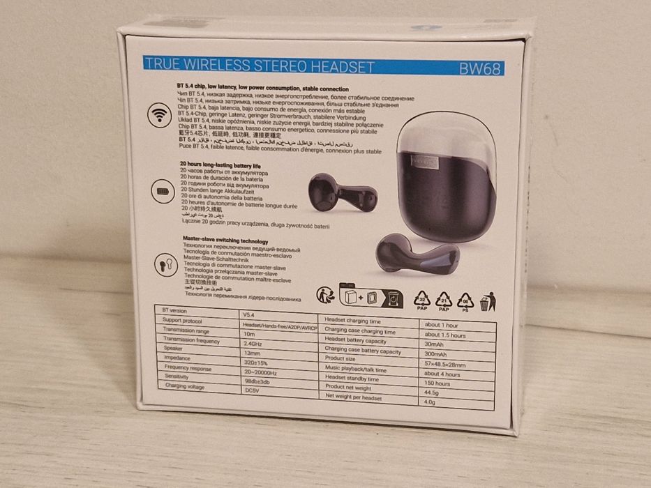 Borofone Słuchawki Bluetooth TWS BW68 Extreme czarne