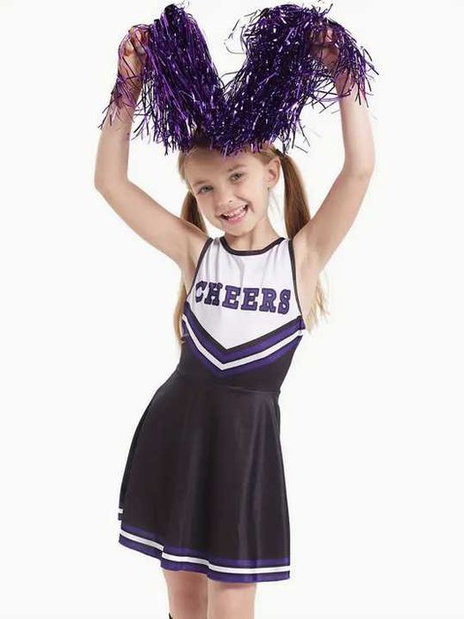 134 Strój cheerleaderki CHEERLEADERKA Cheers kostium sukienka pompony