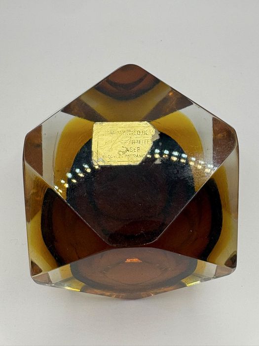 Cinzeiro / Porta-Velas Murano Sommerso Flavio Poli Anos 60 Facetado