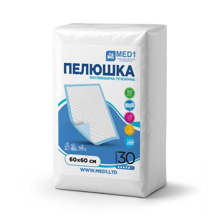 Пелюшка медична гігієнічна  MED1-WC03, розмір 60*60 см MED1-WC03606030