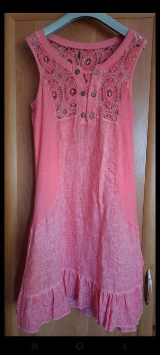 Piękna sukienka len I bawełna rozmiar 38 M