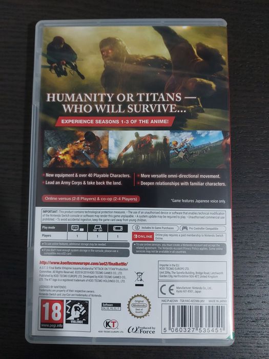 A.O.T. 2 - Attack on Titan 2: Final Battle - Nintendo Switch