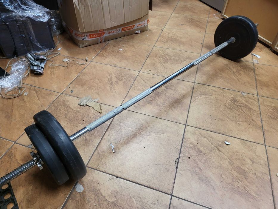 Gryf prosty stalowy sztanga 180cm plus obciążenie