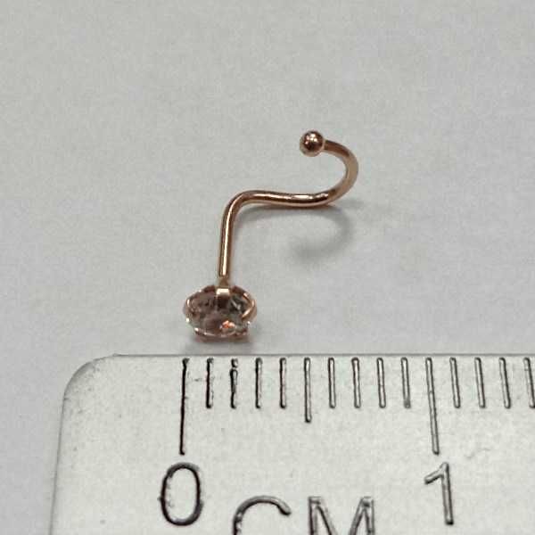 Пірсинг у ніс золото циркон Золотой пирсинг в нос с фианитом крючек