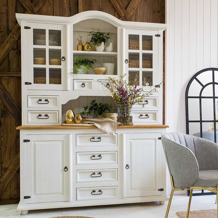 Drewniany kredens kuchenny biały VIT 117 SLIM