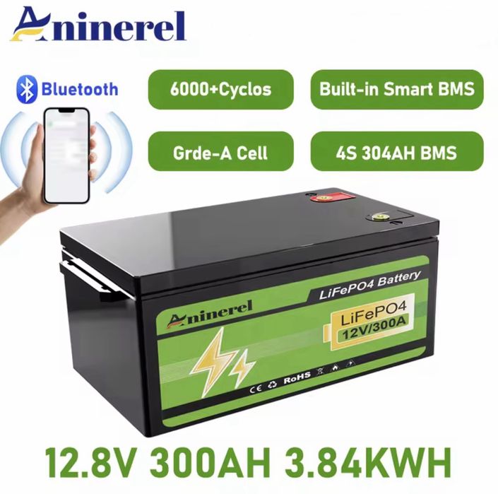 Aninerel 12V 300Ah LIFePo4 акумулятори