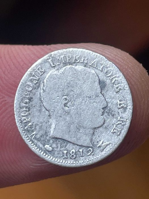 moeda em prata  5 soldi 1812 Reino de Napoleão na Itália