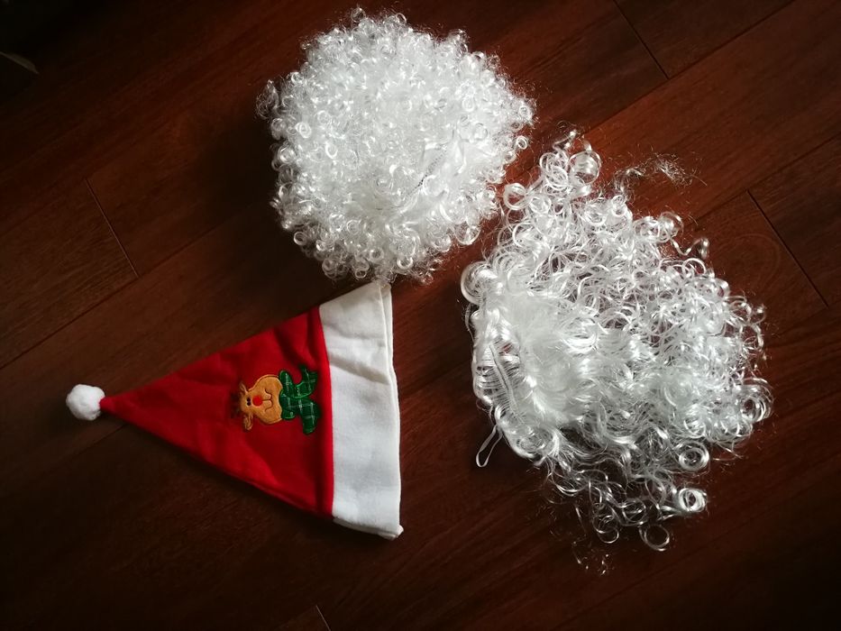 Efektowny strój przebranie Świętego Mikołaja Peruka Broda Czapka