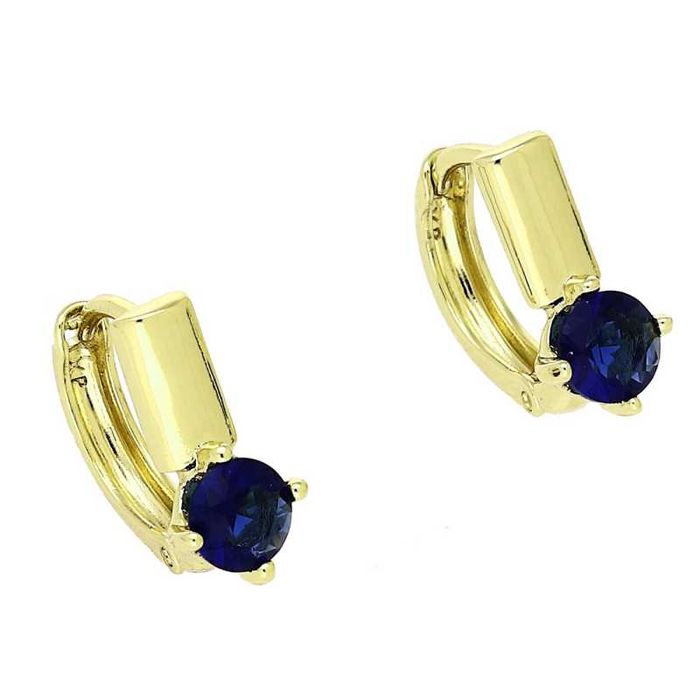 89159 Kolczyki 14k pozłacane 13/6 MM eleganckie kółka z "brylantem"