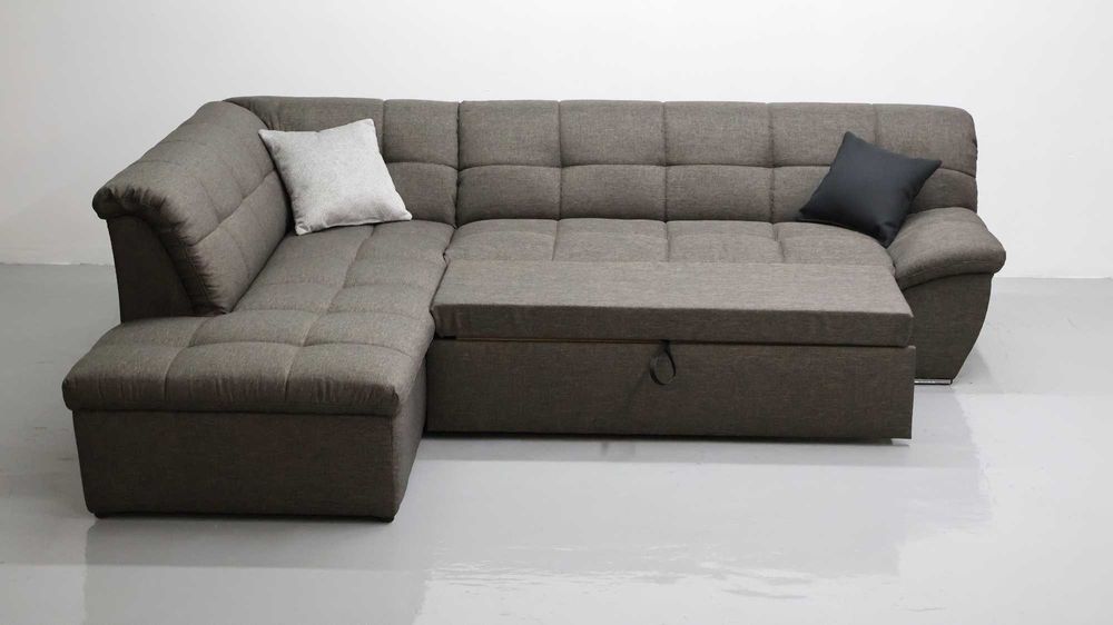 TIŁ nowy narożnik funkcja spania kanapa rogówka brązowa tkanina kanapa