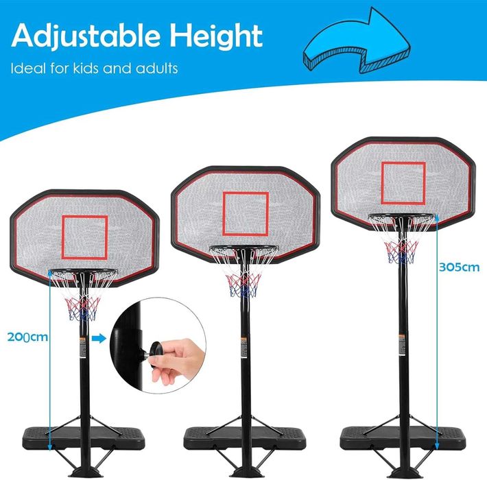 NOWY/WYSYŁKA kosz do koszykówki 305-200cm 3.05m profesjonalny SOLIDNY